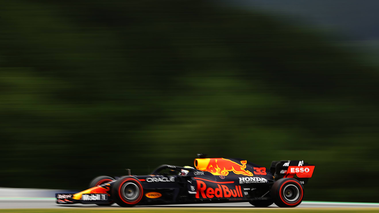 SPIELBERG, AUSTRIA - JULY 02: Max Verstappen of the Netherlands driving the (33) Red Bull Racing RB16B Honda during practice ahead of the F1 Grand Prix of Austria at Red Bull Ring on July 02, 2021 in Spielberg, Austria. (Photo by Bryn Lennon/Getty Images)