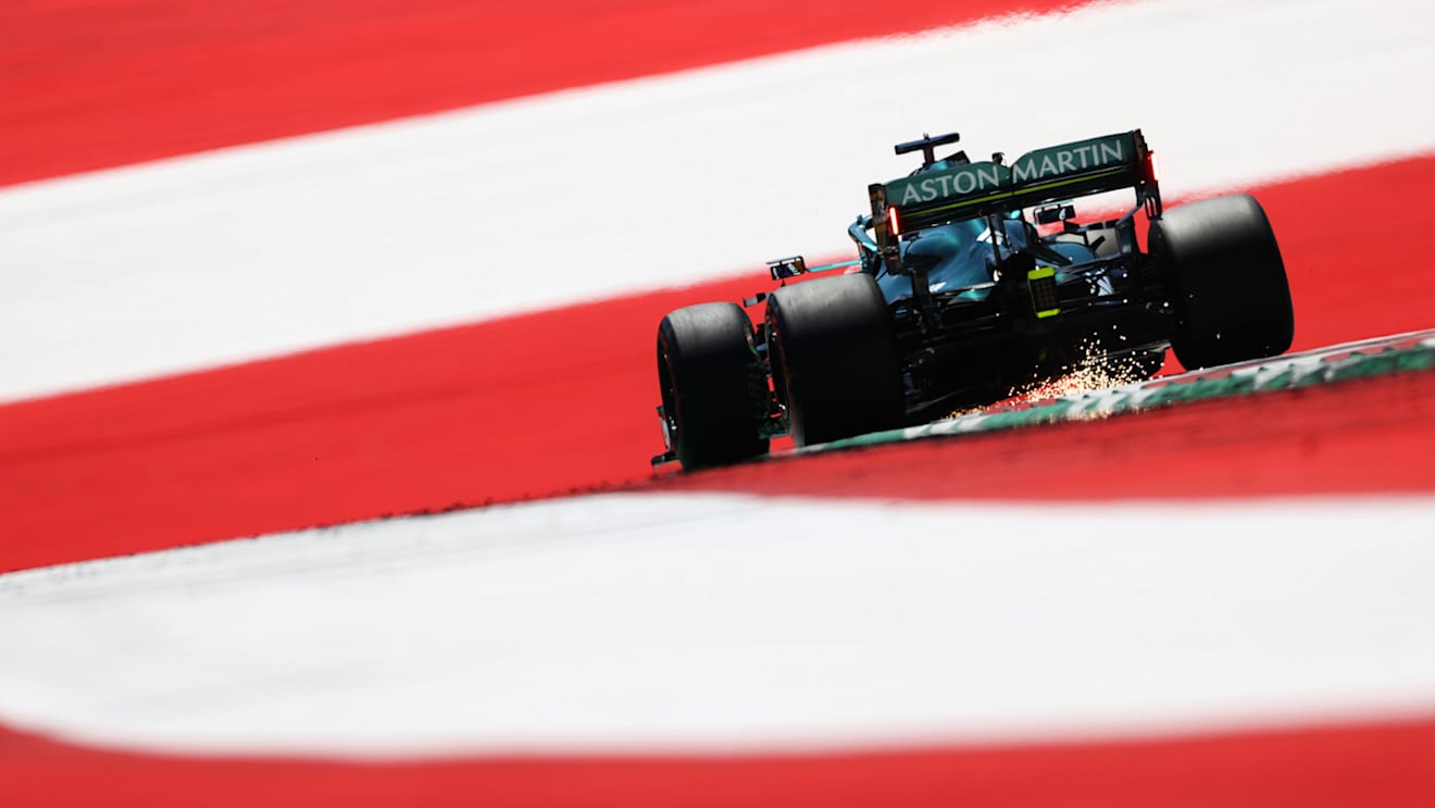 SPIELBERG, AUSTRIA - JULY 03: Lance Stroll of Canada driving the (18) Aston Martin AMR21 Mercedes during final practice ahead of the F1 Grand Prix of Austria at Red Bull Ring on July 03, 2021 in Spielberg, Austria. (Photo by Clive Rose/Getty Images)