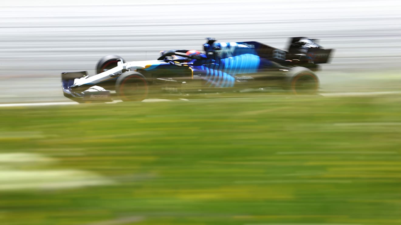 SPIELBERG, AUSTRIA - JULY 03: George Russell of Great Britain driving the (63) Williams Racing FW43B Mercedes during final practice ahead of the F1 Grand Prix of Austria at Red Bull Ring on July 03, 2021 in Spielberg, Austria. (Photo by Bryn Lennon/Getty Images)