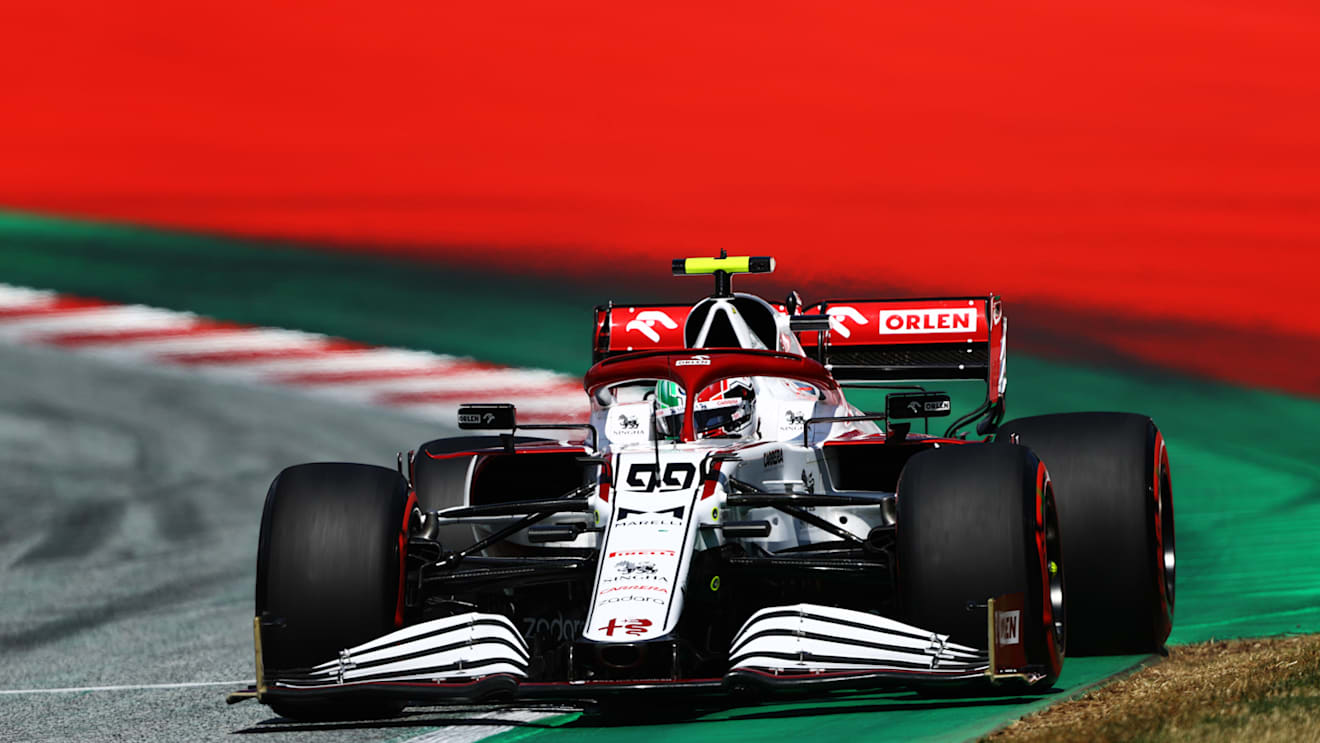 SPIELBERG, AUSTRIA - JULY 03: Antonio Giovinazzi of Italy driving the (99) Alfa Romeo Racing C41 Ferrari during qualifying ahead of the F1 Grand Prix of Austria at Red Bull Ring on July 03, 2021 in Spielberg, Austria. (Photo by Bryn Lennon/Getty Images)
