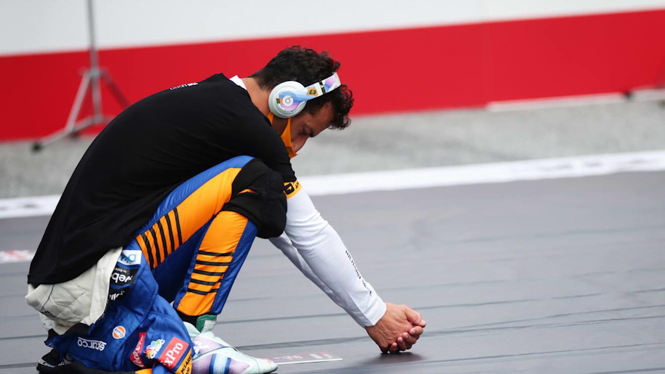 SPIELBERG, AUSTRIA - JULY 04: Daniel Ricciardo of Australia and McLaren F1 prepares to drive on the grid before the F1 Grand Prix of Austria at Red Bull Ring on July 04, 2021 in Spielberg, Austria. (Photo by Peter Fox/Getty Images)