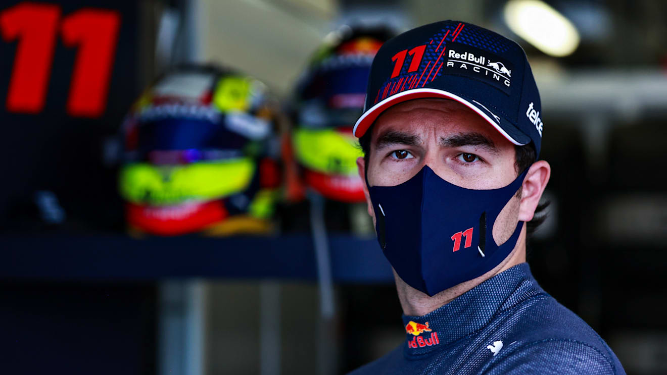 BAKU, AZERBAIJAN - JUNE 04: Sergio Perez of Mexico and Red Bull Racing prepares to drive in the garage during practice ahead of the F1 Grand Prix of Azerbaijan at Baku City Circuit on June 04, 2021 in Baku, Azerbaijan. (Photo by Mark Thompson/Getty Images)