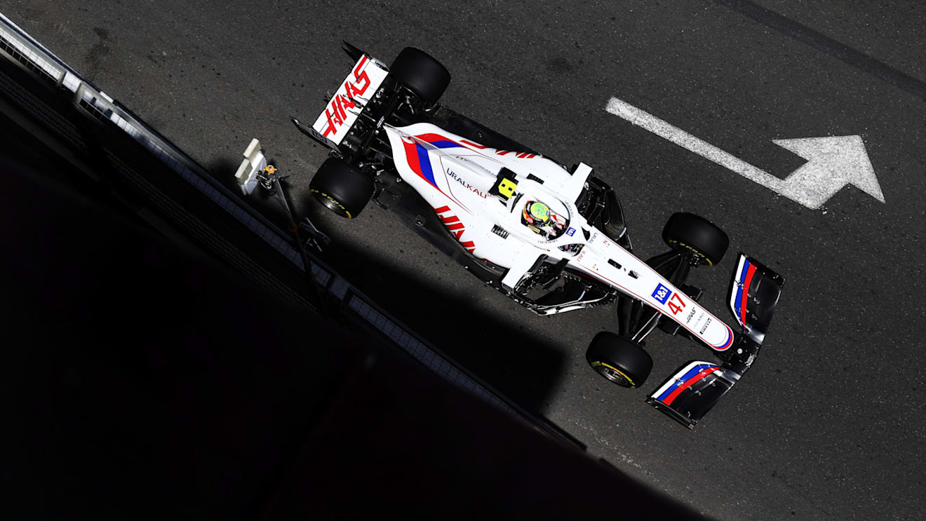 BAKU, AZERBAIJAN - JUNE 04: Mick Schumacher of Germany driving the (47) Haas F1 Team VF-21 Ferrari on track during practice ahead of the F1 Grand Prix of Azerbaijan at Baku City Circuit on June 04, 2021 in Baku, Azerbaijan. (Photo by Clive Rose/Getty Images)