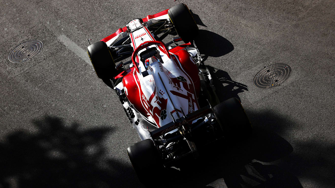 BAKU, AZERBAIJAN - JUNE 04: Kimi Raikkonen of Finland driving the (7) Alfa Romeo Racing C41 Ferrari on track during practice ahead of the F1 Grand Prix of Azerbaijan at Baku City Circuit on June 04, 2021 in Baku, Azerbaijan. (Photo by Dan Istitene - Formula 1/Formula 1 via Getty Images)