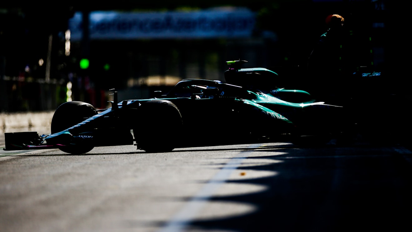 BAKU, AZERBAIJAN - JUNE 04: Sebastian Vettel of Aston Martin and Germany > during practice ahead of the F1 Grand Prix of Azerbaijan at Baku City Circuit on June 04, 2021 in Baku, Azerbaijan. (Photo by Peter Fox/Getty Images)