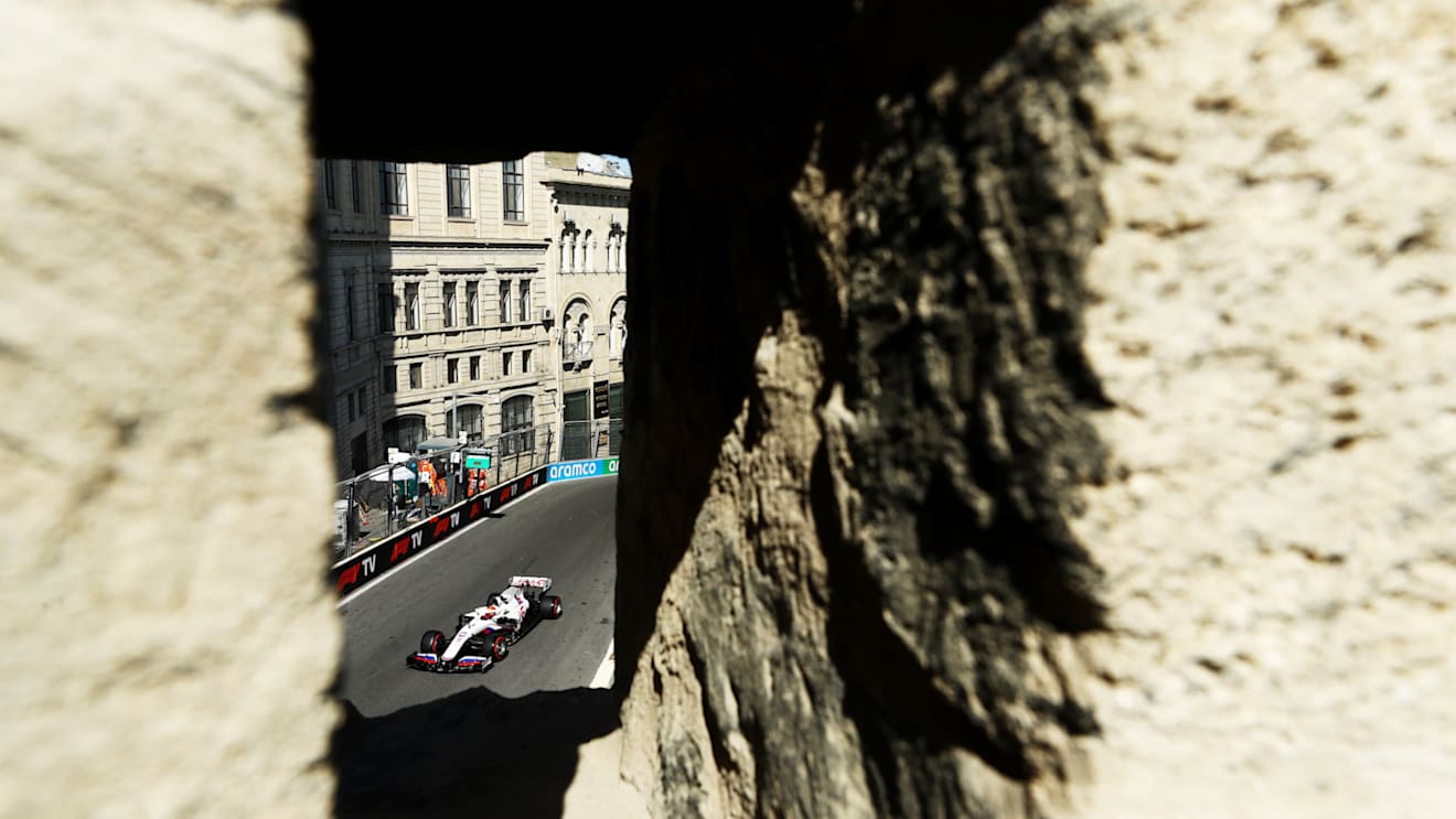 BAKU, AZERBAIJAN - JUNE 05: Nikita Mazepin of Russia driving the (9) Haas F1 Team VF-21 Ferrari on track during qualifying ahead of the F1 Grand Prix of Azerbaijan at Baku City Circuit on June 05, 2021 in Baku, Azerbaijan. (Photo by Francois Nel/Getty Images)