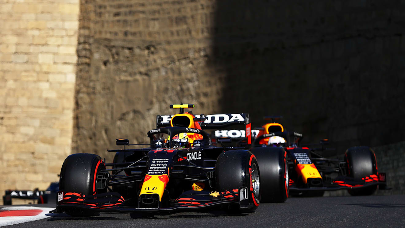 BAKU, AZERBAIJAN - JUNE 05: Sergio Perez of Mexico driving the (11) Red Bull Racing RB16B Honda on track during qualifying ahead of the F1 Grand Prix of Azerbaijan at Baku City Circuit on June 05, 2021 in Baku, Azerbaijan. (Photo by Francois Nel/Getty Images)