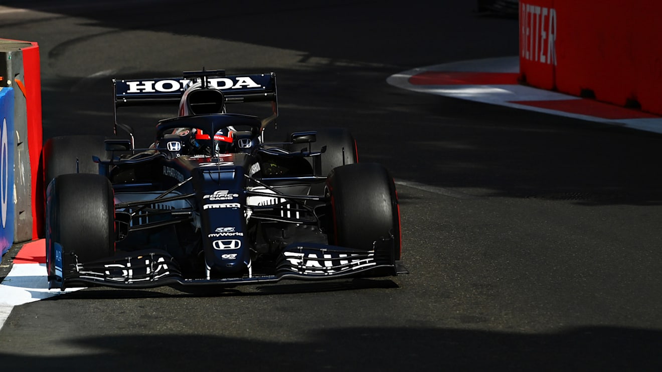 BAKU, AZERBAIJAN - JUNE 06: Yuki Tsunoda of Japan driving the (22) Scuderia AlphaTauri AT02 Honda on track during the F1 Grand Prix of Azerbaijan at Baku City Circuit on June 06, 2021 in Baku, Azerbaijan. (Photo by Dan Mullan - Formula 1/Formula 1 via Getty Images)