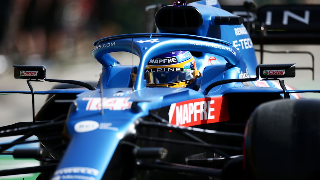 BAHRAIN, BAHRAIN - MARCH 26: Fernando Alonso of Spain driving the (14) Alpine A521 Renault in the Pitlane during practice ahead of the F1 Grand Prix of Bahrain at Bahrain International Circuit on March 26, 2021 in Bahrain, Bahrain. (Photo by Peter Fox/Getty Images)