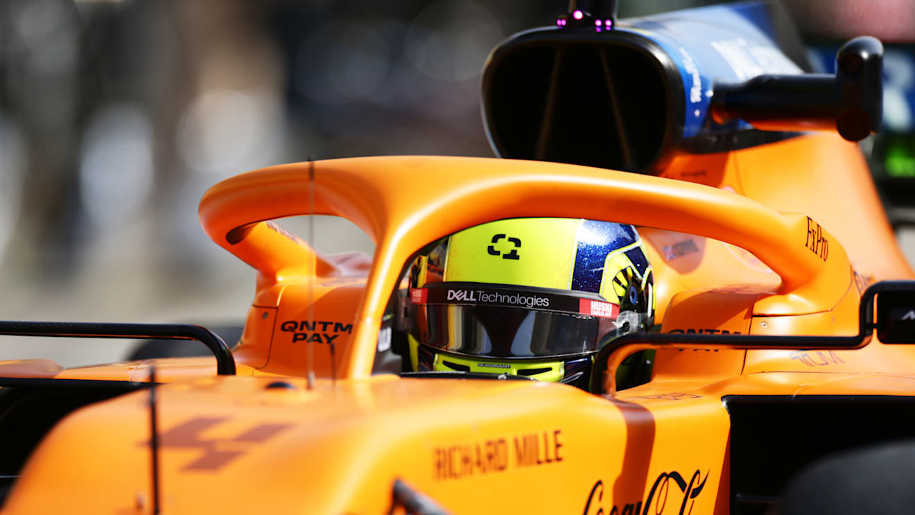 BAHRAIN, BAHRAIN - MARCH 26: Lando Norris of Great Britain driving the (4) McLaren F1 Team MCL35M Mercedes in the Pitlane during practice ahead of the F1 Grand Prix of Bahrain at Bahrain International Circuit on March 26, 2021 in Bahrain, Bahrain. (Photo by Peter Fox/Getty Images)