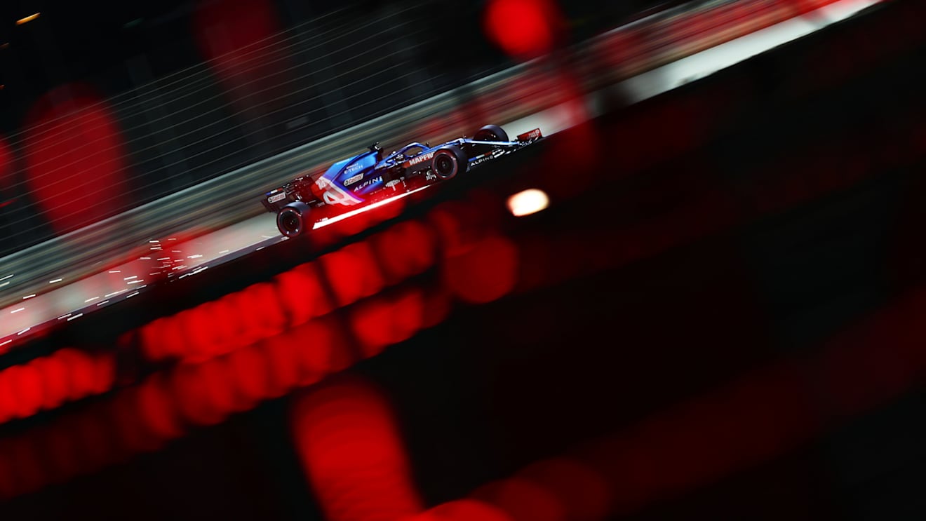 BAHRAIN, BAHRAIN - MARCH 26: Fernando Alonso of Spain driving the (14) Alpine A521 Renault during practice ahead of the F1 Grand Prix of Bahrain at Bahrain International Circuit on March 26, 2021 in Bahrain, Bahrain. (Photo by Dan Istitene - Formula 1/Formula 1 via Getty Images)