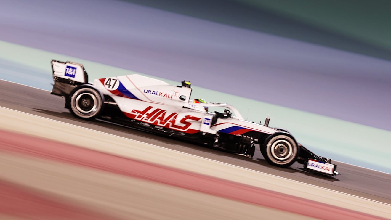 BAHRAIN, BAHRAIN - MARCH 26: Mick Schumacher of Germany driving the (47) Haas F1 Team VF-21 Ferrari on track during practice ahead of the F1 Grand Prix of Bahrain at Bahrain International Circuit on March 26, 2021 in Bahrain, Bahrain. (Photo by Lars Baron/Getty Images)