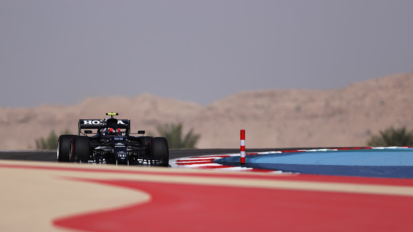 BAHRAIN, BAHRAIN - MARCH 26: Pierre Gasly of France driving the (10) Scuderia AlphaTauri AT02 Honda on track during practice ahead of the F1 Grand Prix of Bahrain at Bahrain International Circuit on March 26, 2021 in Bahrain, Bahrain. (Photo by Lars Baron/Getty Images)