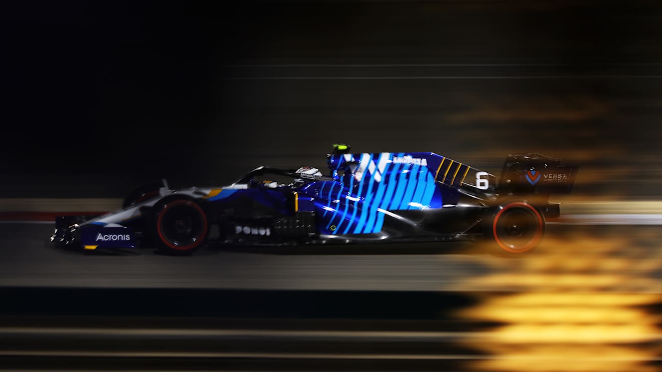BAHRAIN, BAHRAIN - MARCH 27: Nicholas Latifi of Canada driving the (6) Williams Racing FW43B Mercedes on track during qualifying ahead of the F1 Grand Prix of Bahrain at Bahrain International Circuit on March 27, 2021 in Bahrain, Bahrain. (Photo by Bryn Lennon/Getty Images)