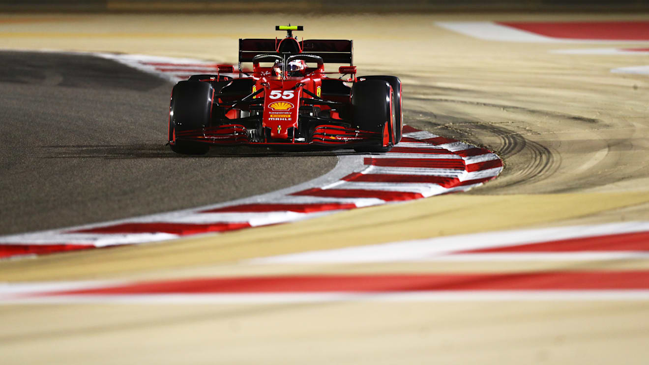 BAHRAIN, BAHRAIN - MARCH 27: Carlos Sainz of Spain driving the (55) Scuderia Ferrari SF21 during qualifying ahead of the F1 Grand Prix of Bahrain at Bahrain International Circuit on March 27, 2021 in Bahrain, Bahrain. (Photo by Dan Istitene - Formula 1/Formula 1 via Getty Images)