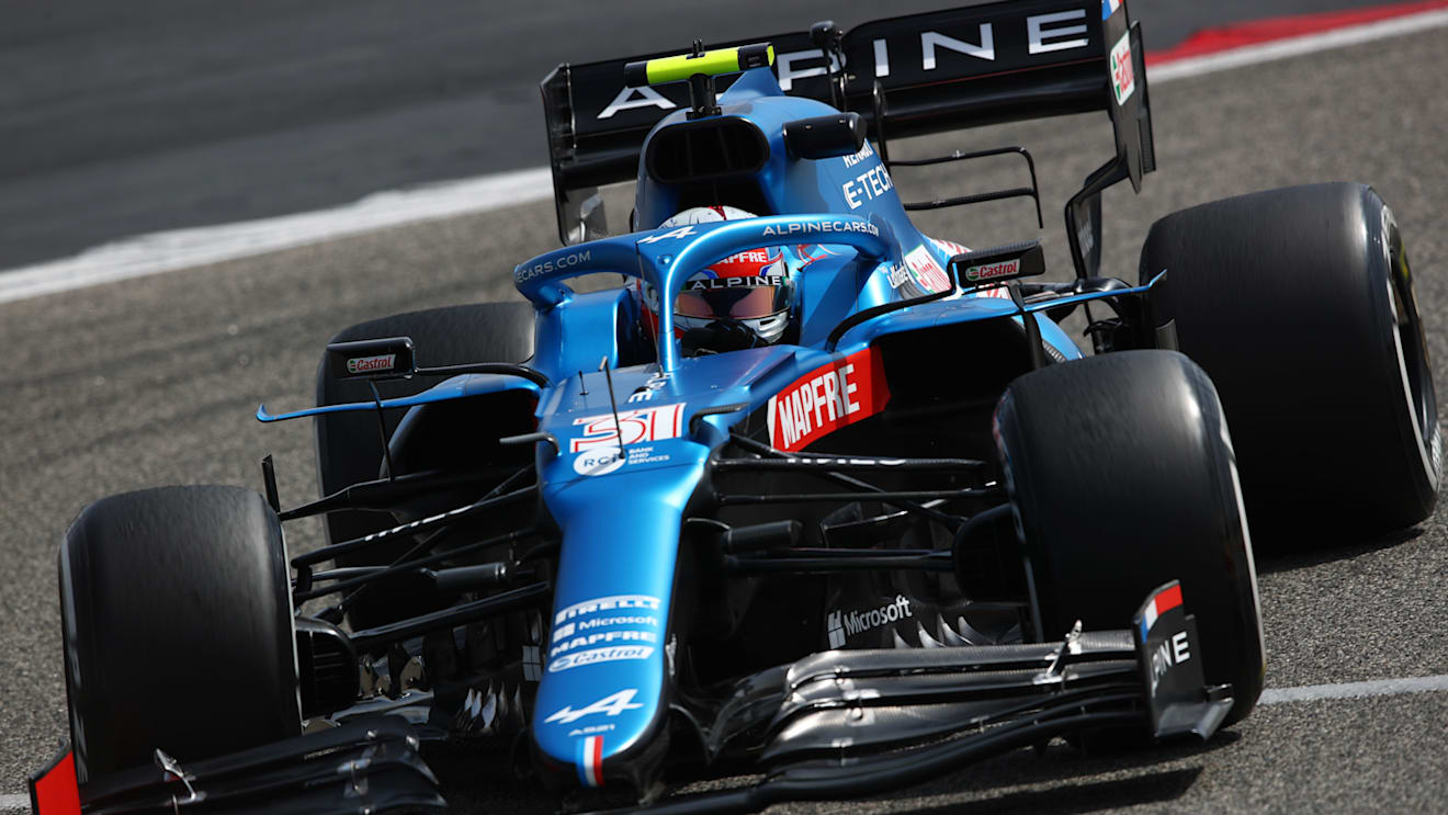 The resplendent blue of the Alpine A521 shines at Sakhir, with Esteban Ocon taking over on day 1