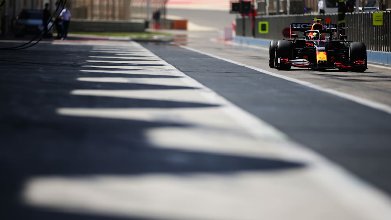 Perez heads down the pitlane on his way out on track
