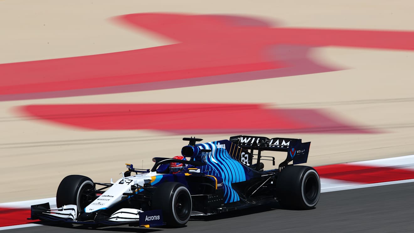 George Russell got behind the wheel for the first time at this test on Sunday morning