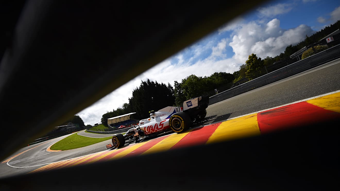 SPA, BELGIUM - AUGUST 27: Mick Schumacher of Germany driving the (47) Haas F1 Team VF-21 Ferrari during practice ahead of the F1 Grand Prix of Belgium at Circuit de Spa-Francorchamps on August 27, 2021 in Spa, Belgium. (Photo by Dan Mullan/Getty Images)