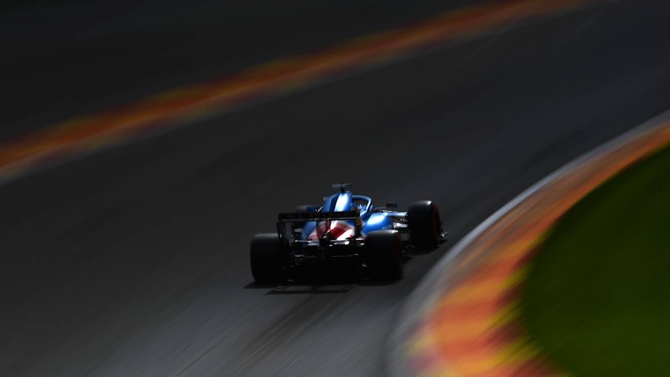 SPA, BELGIUM - AUGUST 27: Fernando Alonso of Spain driving the (14) Alpine A521 Renault during practice ahead of the F1 Grand Prix of Belgium at Circuit de Spa-Francorchamps on August 27, 2021 in Spa, Belgium. (Photo by Mario Renzi - Formula 1/Formula 1 via Getty Images)