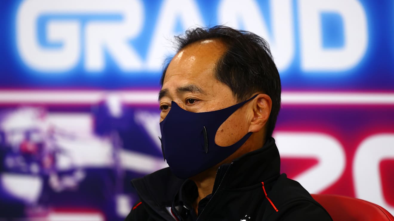 SPA, BELGIUM - AUGUST 27: Toyoharu Tanabe of Honda talks in the Team Principals Press Conference during practice ahead of the F1 Grand Prix of Belgium at Circuit de Spa-Francorchamps on August 27, 2021 in Spa, Belgium. (Photo by Dan Istitene/Getty Images)