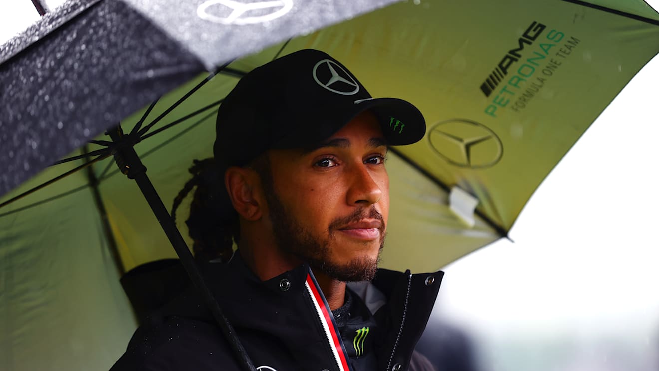 SPA, BELGIUM - AUGUST 28: Third place qualifier Lewis Hamilton of Great Britain and Mercedes GP looks on in parc ferme during qualifying ahead of the F1 Grand Prix of Belgium at Circuit de Spa-Francorchamps on August 28, 2021 in Spa, Belgium. (Photo by Dan Istitene - Formula 1/Formula 1 via Getty Images)