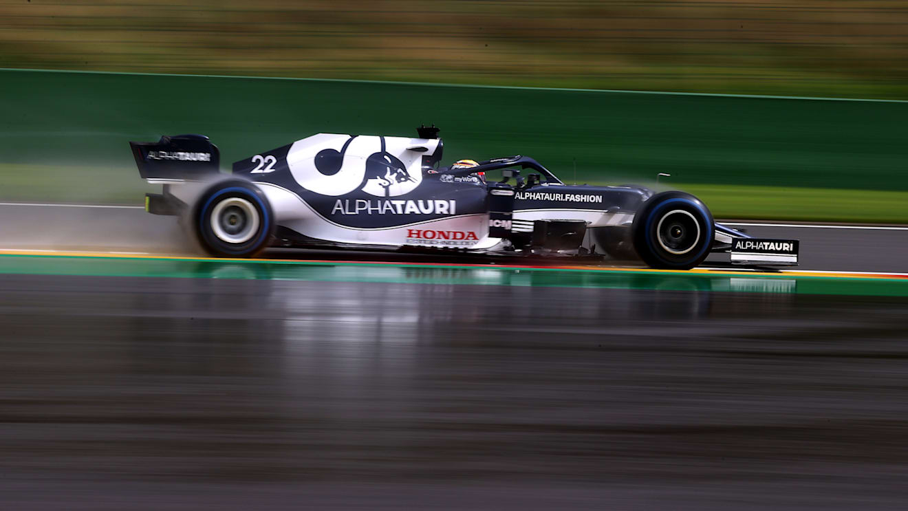 SPA, BELGIUM - AUGUST 28: Yuki Tsunoda of Japan driving the (22) Scuderia AlphaTauri AT02 Honda during qualifying ahead of the F1 Grand Prix of Belgium at Circuit de Spa-Francorchamps on August 28, 2021 in Spa, Belgium. (Photo by Lars Baron/Getty Images)