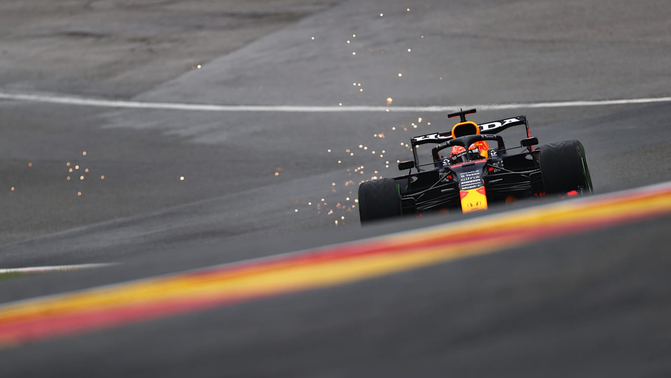 SPA, BELGIUM - AUGUST 28: Max Verstappen of the Netherlands driving the (33) Red Bull Racing RB16B Honda during final practice ahead of the F1 Grand Prix of Belgium at Circuit de Spa-Francorchamps on August 28, 2021 in Spa, Belgium. (Photo by Dan Istitene - Formula 1/Formula 1 via Getty Images)