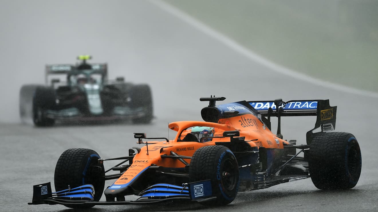 SPA, BELGIUM - AUGUST 29: Daniel Ricciardo of Australia driving the (3) McLaren F1 Team MCL35M Mercedes during the F1 Grand Prix of Belgium at Circuit de Spa-Francorchamps on August 29, 2021 in Spa, Belgium. (Photo by Dan Mullan/Getty Images)
