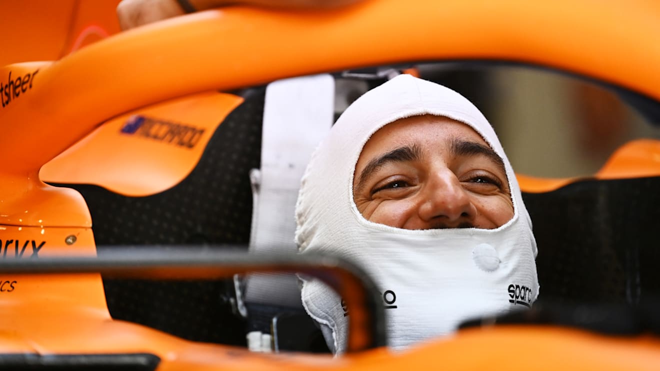 SAO PAULO, BRAZIL - NOVEMBER 12: Daniel Ricciardo of Australia and McLaren F1 prepares to drive in the garage during practice ahead of the F1 Grand Prix of Brazil at Autodromo Jose Carlos Pace on November 12, 2021 in Sao Paulo, Brazil. (Photo by Clive Mason - Formula 1/Formula 1 via Getty Images)