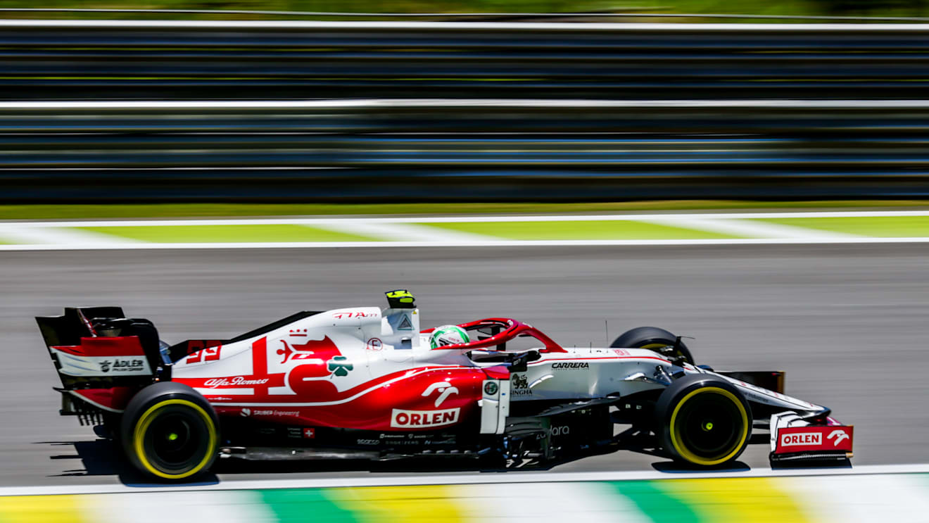 SAO PAULO, BRAZIL - NOVEMBER 13: Antonio Giovinazzi of Alfa Romeo and Italy  during the sprint ahead of the F1 Grand Prix of Brazil at Autodromo Jose Carlos Pace on November 13, 2021 in Sao Paulo, Brazil. (Photo by Peter Fox/Getty Images)