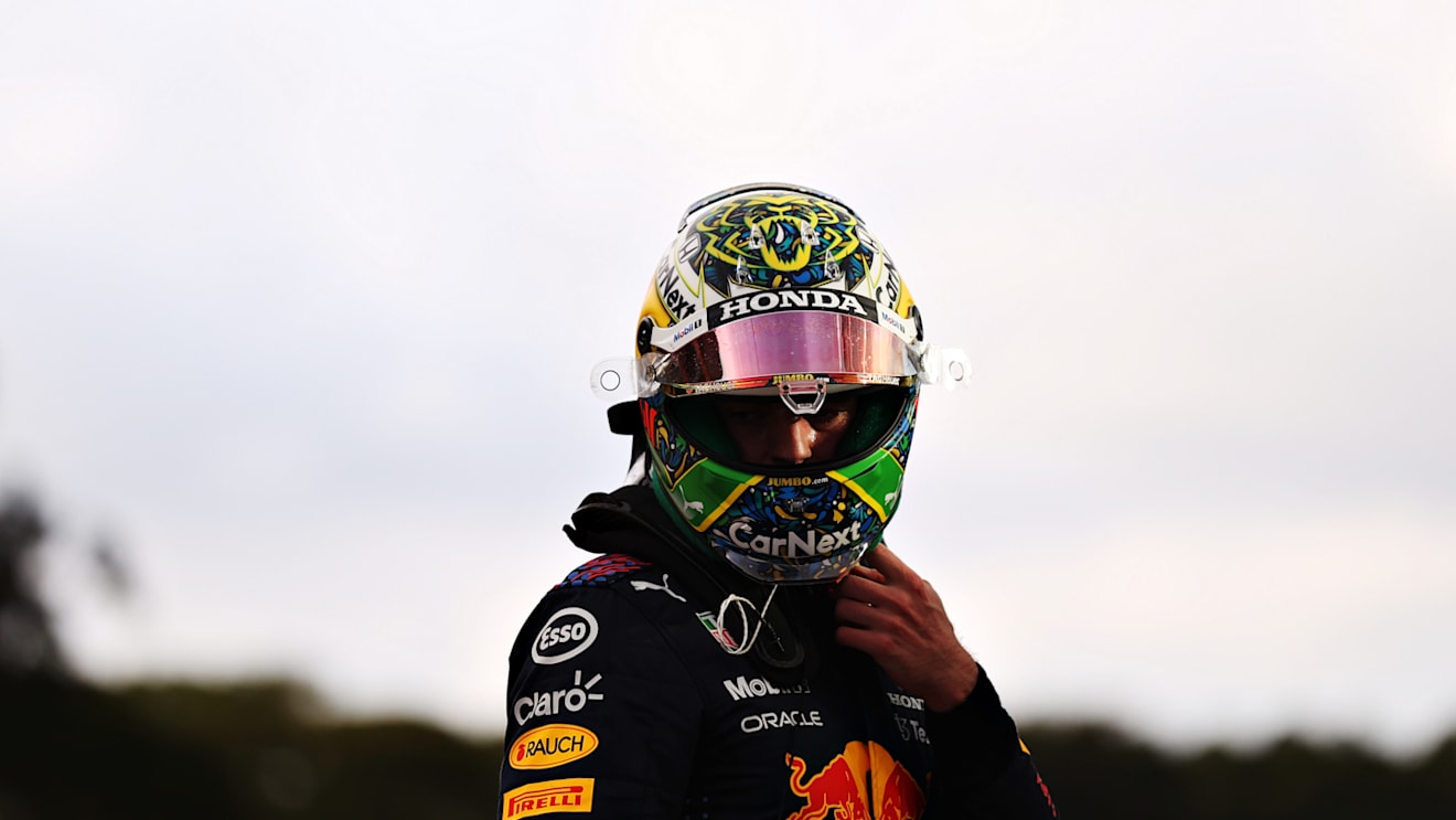 SAO PAULO, BRAZIL - NOVEMBER 13: Second placed Max Verstappen of Netherlands and Red Bull Racing looks on in parc ferme during the sprint ahead of the F1 Grand Prix of Brazil at Autodromo Jose Carlos Pace on November 13, 2021 in Sao Paulo, Brazil. (Photo by Lars Baron/Getty Images)