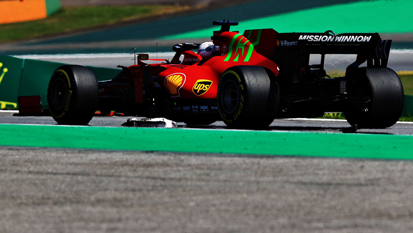 SAO PAULO, BRAZIL - NOVEMBER 14: Charles Leclerc of Monaco driving the (16) Scuderia Ferrari SF21 during the F1 Grand Prix of Brazil at Autodromo Jose Carlos Pace on November 14, 2021 in Sao Paulo, Brazil. (Photo by Buda Mendes/Getty Images)