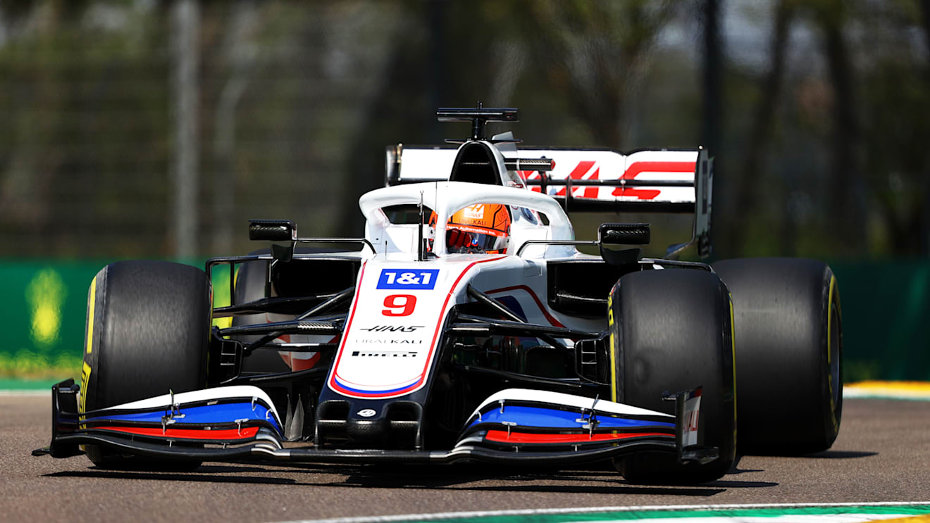IMOLA, ITALY - APRIL 16: Nikita Mazepin of Russia driving the (9) Haas F1 Team VF-21 Ferrari on track during practice ahead of the F1 Grand Prix of Emilia Romagna at Autodromo Enzo e Dino Ferrari on April 16, 2021 in Imola, Italy. (Photo by Bryn Lennon/Getty Images)