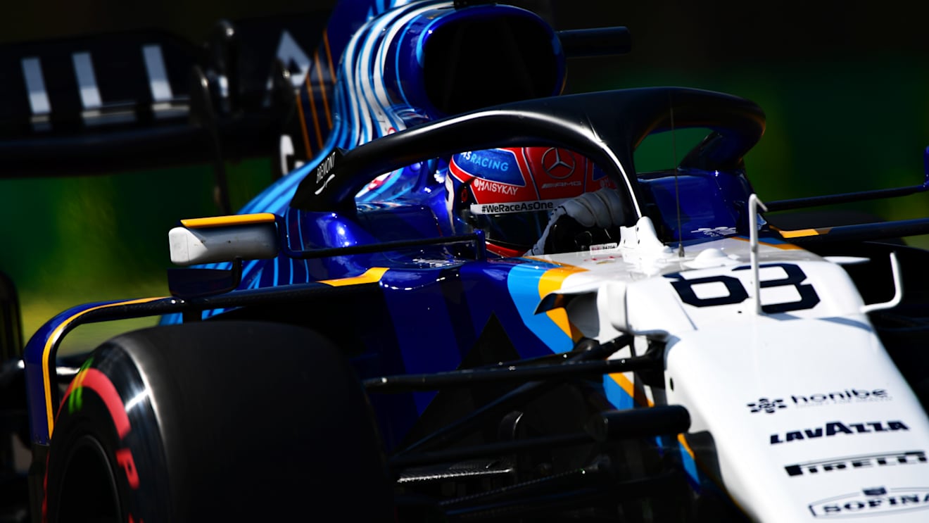 IMOLA, ITALY - APRIL 16: George Russell of Great Britain driving the (63) Williams Racing FW43B Mercedes during practice ahead of the F1 Grand Prix of Emilia Romagna at Autodromo Enzo e Dino Ferrari on April 16, 2021 in Imola, Italy. (Photo by Mario Renzi - Formula 1/Formula 1 via Getty Images)