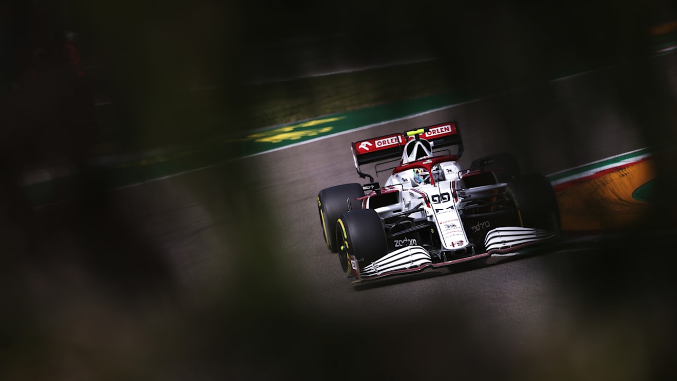 IMOLA, ITALY - APRIL 17: Antonio Giovinazzi of Italy driving the (99) Alfa Romeo Racing C41 Ferrari during final practice ahead of the F1 Grand Prix of Emilia Romagna at Autodromo Enzo e Dino Ferrari on April 17, 2021 in Imola, Italy. (Photo by Lars Baron/Getty Images)