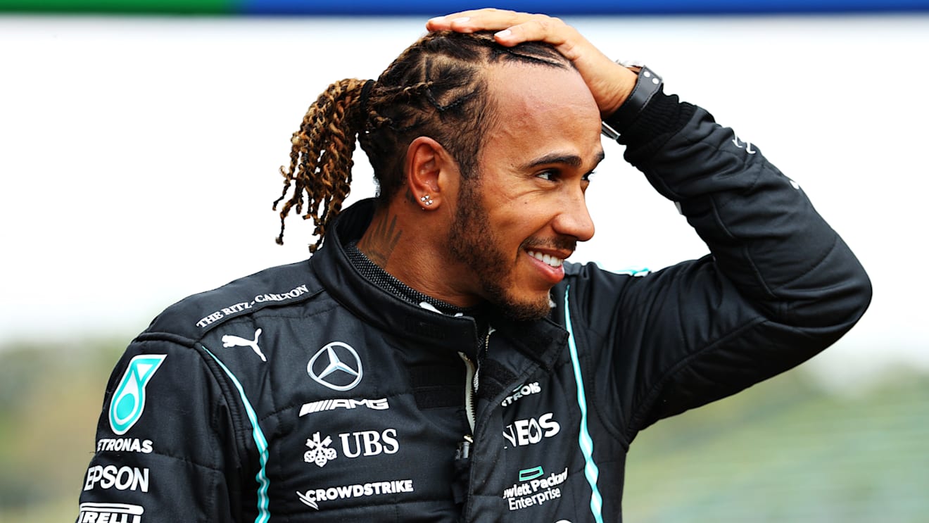 IMOLA, ITALY - APRIL 17: Pole position qualifier Lewis Hamilton of Great Britain and Mercedes GP looks on in parc ferme during qualifying ahead of the F1 Grand Prix of Emilia Romagna at Autodromo Enzo e Dino Ferrari on April 17, 2021 in Imola, Italy. (Photo by Bryn Lennon/Getty Images)