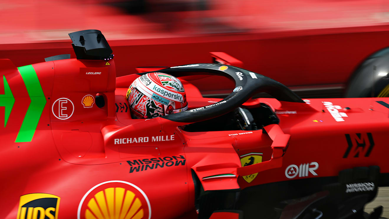 IMOLA, ITALY - APRIL 17: Charles Leclerc of Monaco driving the (16) Scuderia Ferrari SF21 in the Pitlane during final practice ahead of the F1 Grand Prix of Emilia Romagna at Autodromo Enzo e Dino Ferrari on April 17, 2021 in Imola, Italy. (Photo by Clive Mason - Formula 1/Formula 1 via Getty Images)