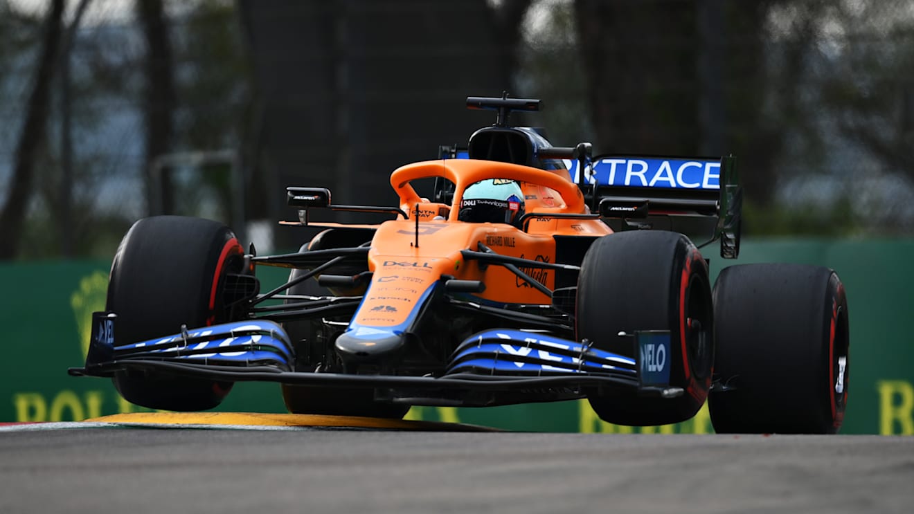 IMOLA, ITALY - APRIL 18: Daniel Ricciardo of Australia driving the (3) McLaren F1 Team MCL35M Mercedes during the F1 Grand Prix of Emilia Romagna at Autodromo Enzo e Dino Ferrari on April 18, 2021 in Imola, Italy. (Photo by Clive Mason - Formula 1/Formula 1 via Getty Images)