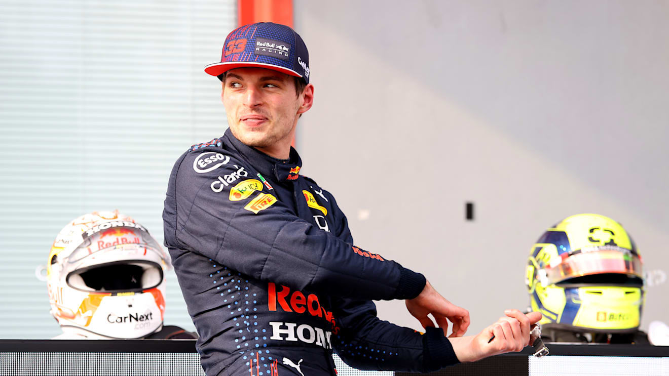 IMOLA, ITALY - APRIL 18: Race winner Max Verstappen of Netherlands and Red Bull Racing celebrates in parc ferme during the F1 Grand Prix of Emilia Romagna at Autodromo Enzo e Dino Ferrari on April 18, 2021 in Imola, Italy. (Photo by Bryn Lennon/Getty Images)