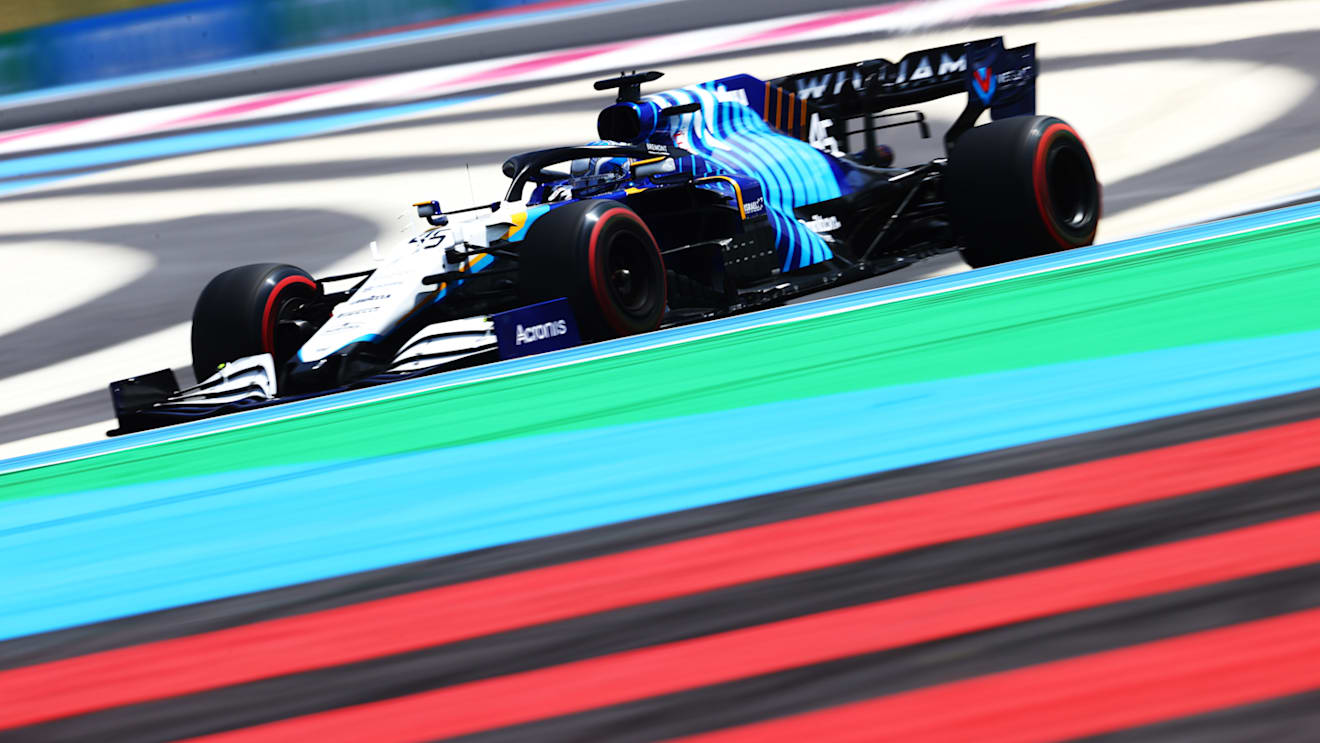 LE CASTELLET, FRANCE - JUNE 18: George Russell of Great Britain driving the (63) Williams Racing FW43B Mercedes on track during practice ahead of the F1 Grand Prix of France at Circuit Paul Ricard on June 18, 2021 in Le Castellet, France. (Photo by Dan Istitene - Formula 1/Formula 1 via Getty Images)