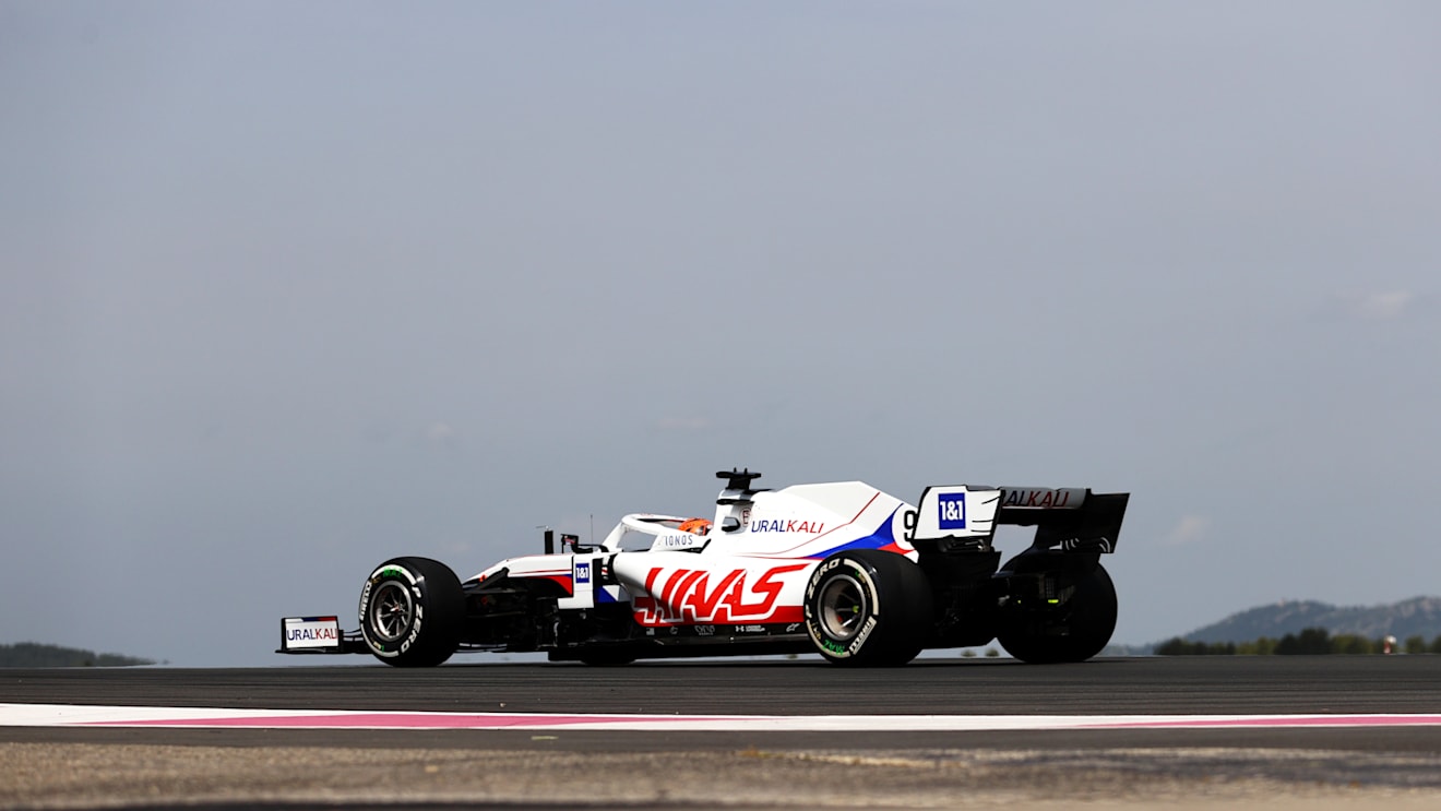 LE CASTELLET, FRANCE - JUNE 18: Nikita Mazepin of Russia driving the (9) Haas F1 Team VF-21 Ferrari on track during practice ahead of the F1 Grand Prix of France at Circuit Paul Ricard on June 18, 2021 in Le Castellet, France. (Photo by Bryn Lennon - Formula 1/Formula 1 via Getty Images)