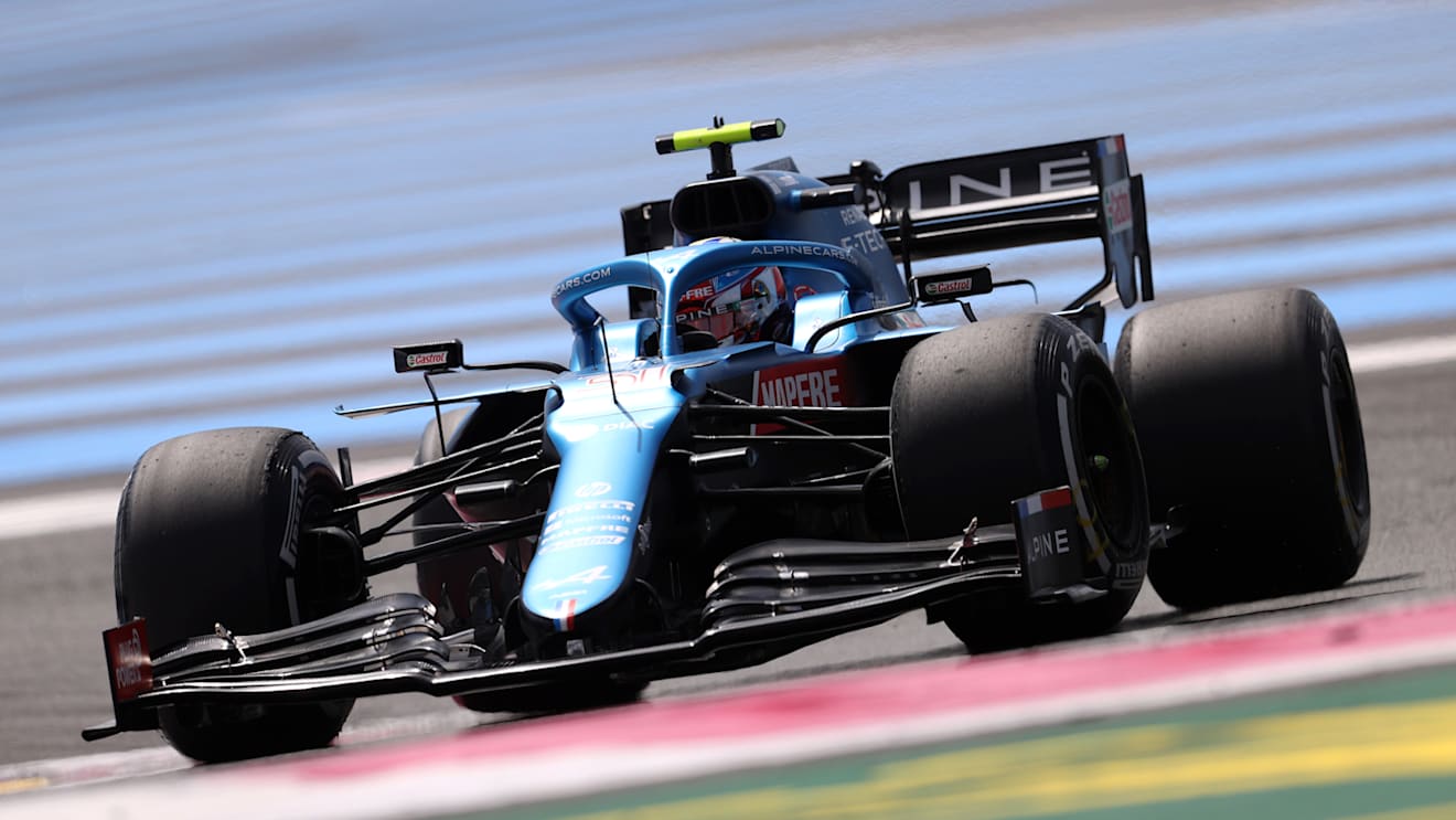 LE CASTELLET, FRANCE - JUNE 18: Esteban Ocon of France driving the (31) Alpine A521 Renault on track during practice ahead of the F1 Grand Prix of France at Circuit Paul Ricard on June 18, 2021 in Le Castellet, France. (Photo by Clive Rose/Getty Images)