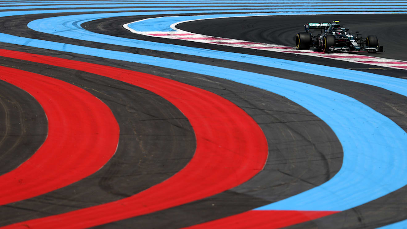 LE CASTELLET, FRANCE - JUNE 18: Sebastian Vettel of Germany driving the (5) Aston Martin AMR21 Mercedes on track during practice ahead of the F1 Grand Prix of France at Circuit Paul Ricard on June 18, 2021 in Le Castellet, France. (Photo by Clive Rose/Getty Images)