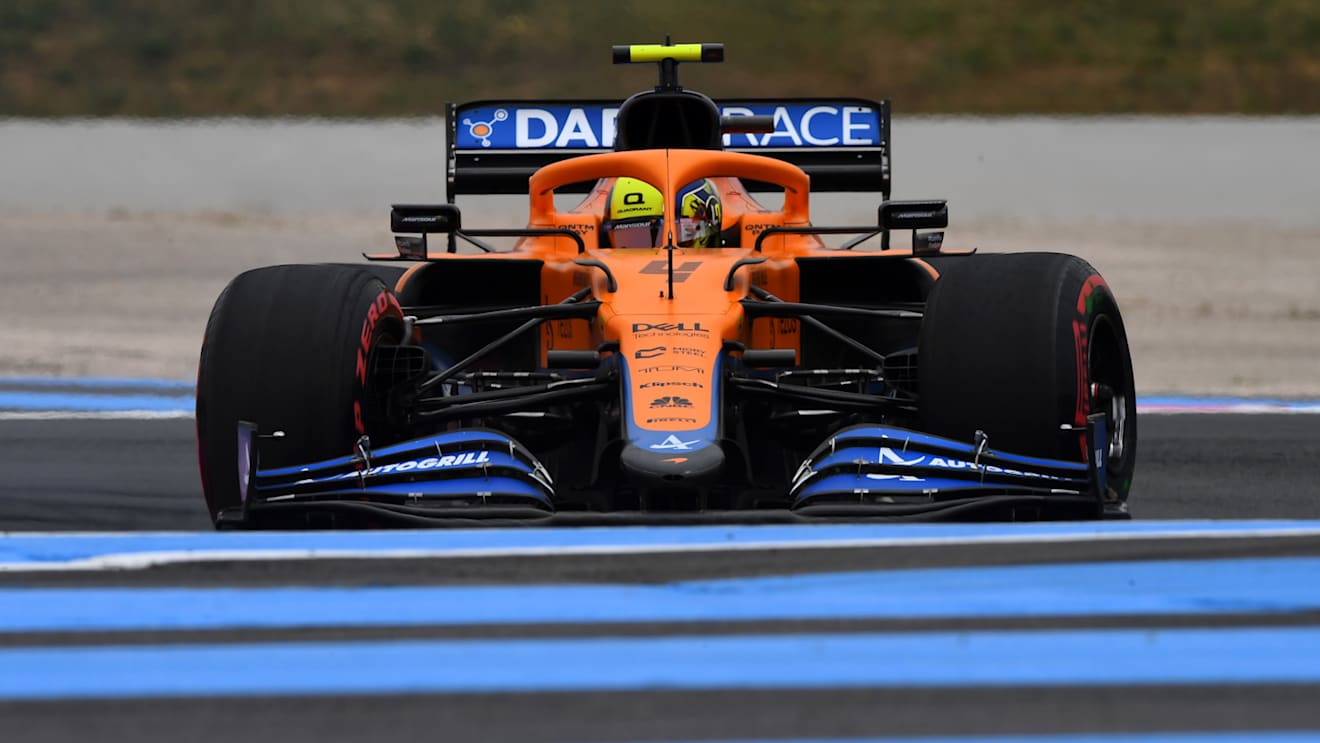 LE CASTELLET, FRANCE - JUNE 19: Lando Norris of Great Britain driving the (4) McLaren F1 Team MCL35M Mercedes on track during final practice ahead of the F1 Grand Prix of France at Circuit Paul Ricard on June 19, 2021 in Le Castellet, France. (Photo by Rudy Carezzevoli/Getty Images)