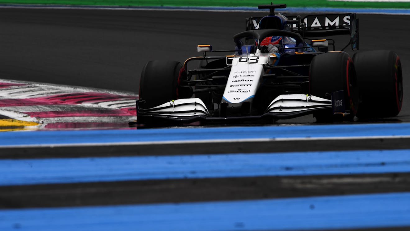 LE CASTELLET, FRANCE - JUNE 19: George Russell of Great Britain driving the (63) Williams Racing FW43B Mercedes on track during final practice ahead of the F1 Grand Prix of France at Circuit Paul Ricard on June 19, 2021 in Le Castellet, France. (Photo by Rudy Carezzevoli/Getty Images)