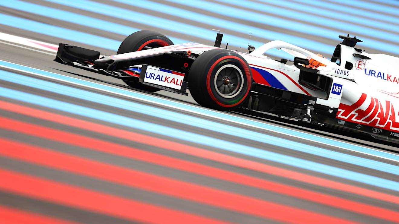 LE CASTELLET, FRANCE - JUNE 19: Nikita Mazepin of Russia driving the (9) Haas F1 Team VF-21 Ferrari on track during final practice ahead of the F1 Grand Prix of France at Circuit Paul Ricard on June 19, 2021 in Le Castellet, France. (Photo by Dan Istitene - Formula 1/Formula 1 via Getty Images)
