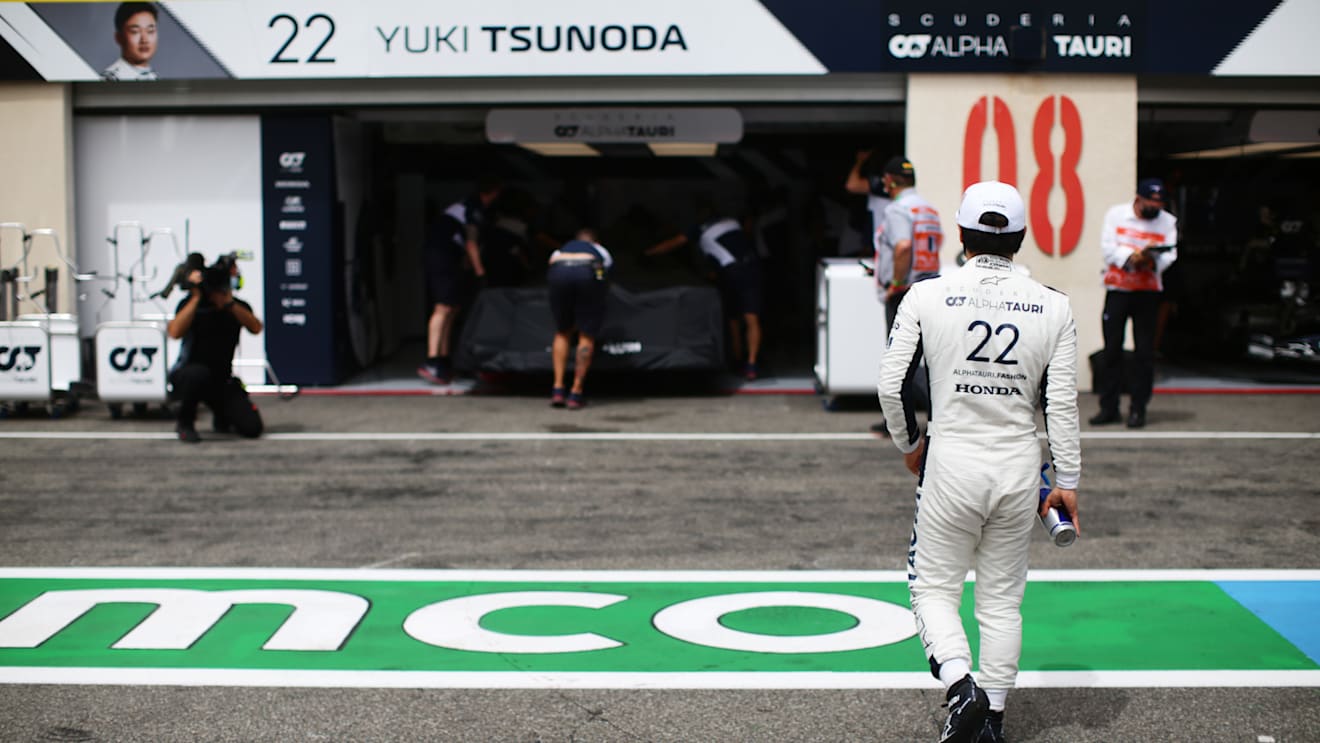 LE CASTELLET, FRANCE - JUNE 19: Yuki Tsunoda of Japan and Scuderia AlphaTauri walks in the Pitlane after retiring from qualifying ahead of the F1 Grand Prix of France at Circuit Paul Ricard on June 19, 2021 in Le Castellet, France. (Photo by Peter Fox/Getty Images)