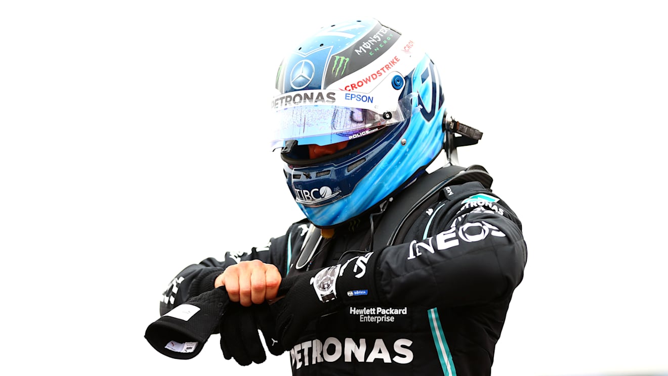LE CASTELLET, FRANCE - JUNE 19: Third placed qualifier Valtteri Bottas of Finland and Mercedes GP looks on in parc ferme during qualifying ahead of the F1 Grand Prix of France at Circuit Paul Ricard on June 19, 2021 in Le Castellet, France. (Photo by Dan Istitene - Formula 1/Formula 1 via Getty Images)