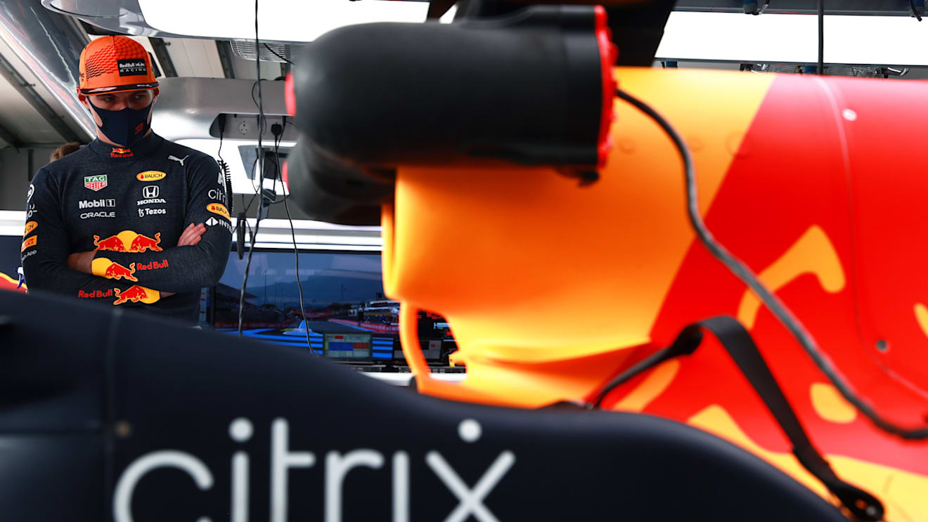 LE CASTELLET, FRANCE - JUNE 19: Max Verstappen of Netherlands and Red Bull Racing prepares to drive in the garage during qualifying ahead of the F1 Grand Prix of France at Circuit Paul Ricard on June 19, 2021 in Le Castellet, France. (Photo by Mark Thompson/Getty Images)